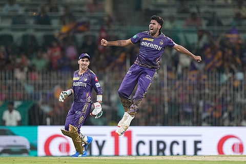 Harshit Rana celebrates Heinrich Klaasen's wicket